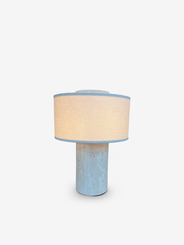 Aurie Portable Lamp in Travertine Stone & Linen by Blossholm