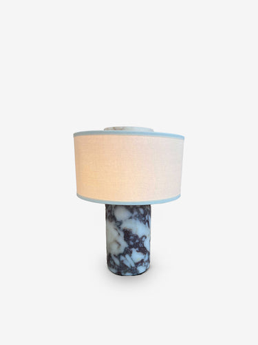 Aurie Portable Lamp in Linen & Calacatta Viola Marble by Blossholm