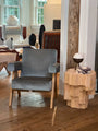 Pierre Jeanneret 1960 Capitol Complex in Grigrio Linen with Teak