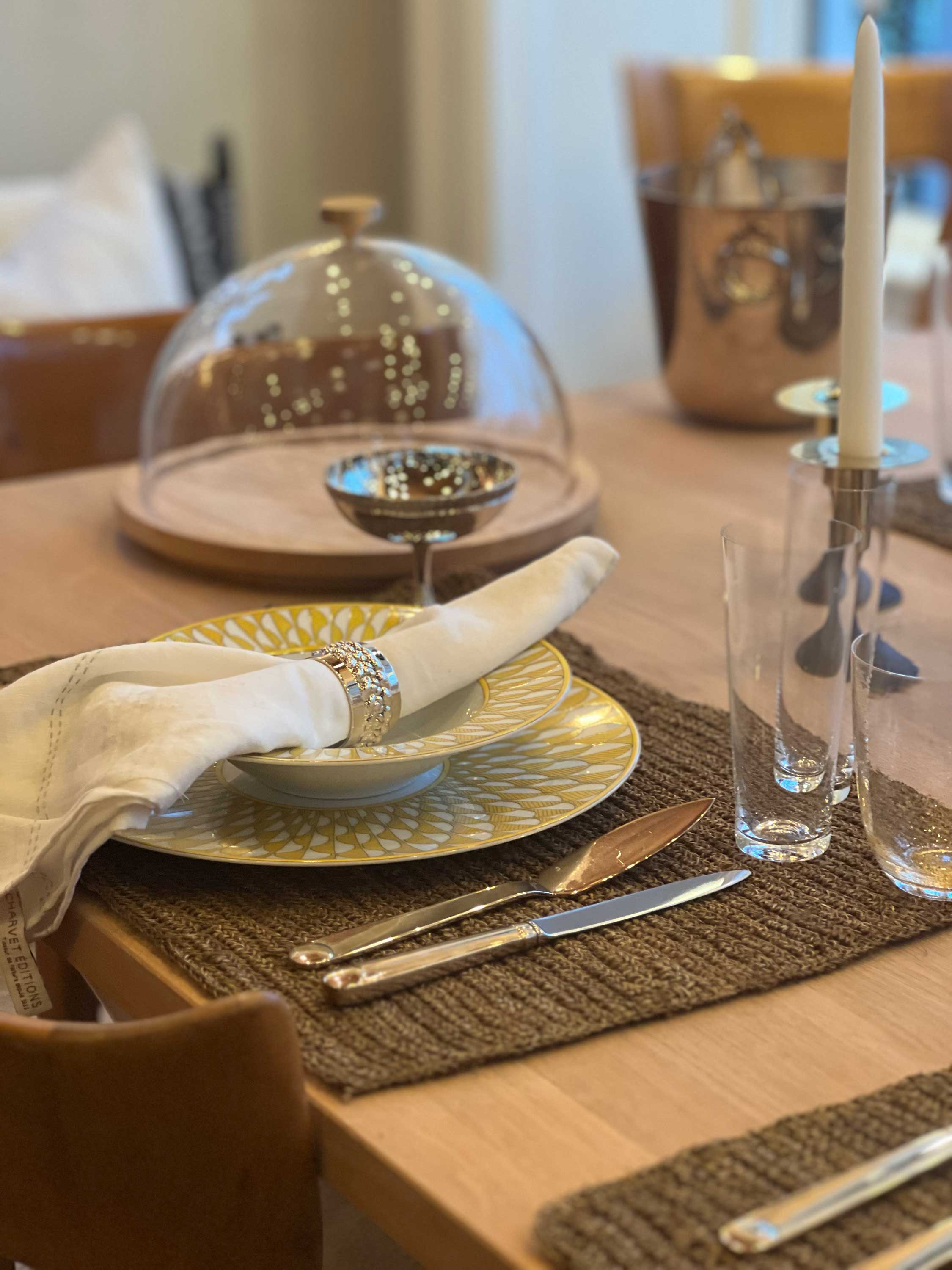 HERMES オルキデ プレート 26cm Soleil d'Hermès dinner plate in bright golden tones