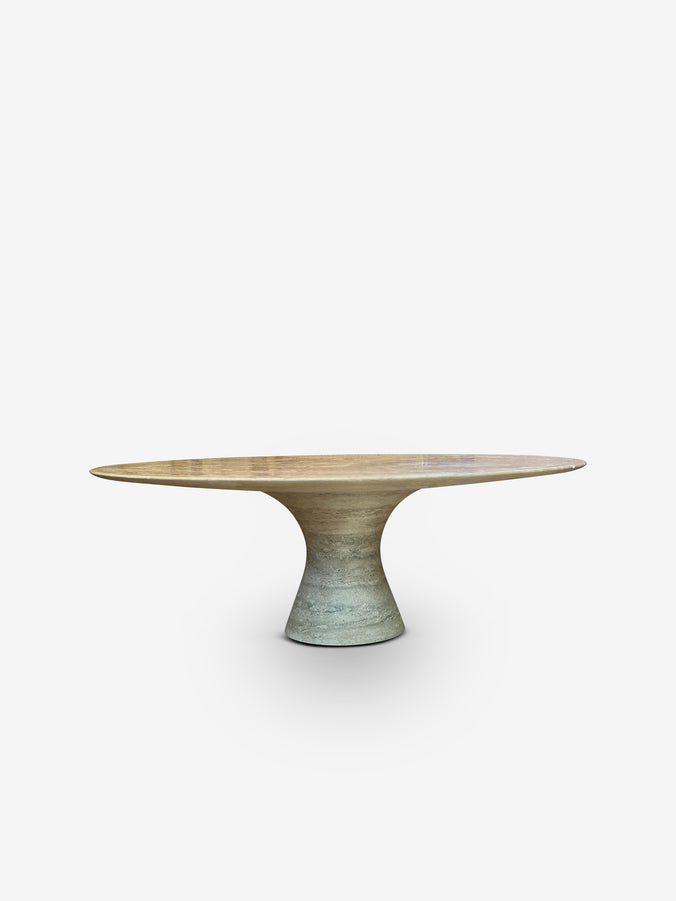 Angelo M/LR 36/100 Low Round Table in Travertine Silver in Honed Finish