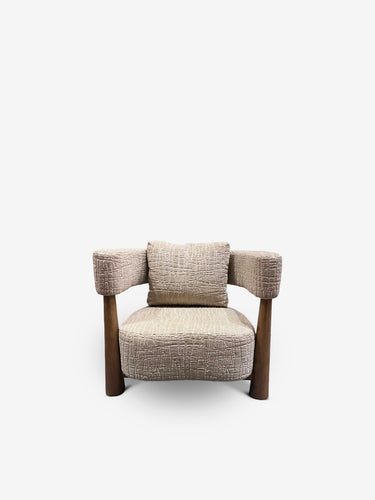 A French Atelier Produced for MONC XIII Pair of Armchairs in Nobilis Fabric and Beechwood Frame