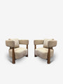 A French Atelier Produced for MONC XIII Pair of Armchairs in Nobilis Fabric and Beechwood Frame