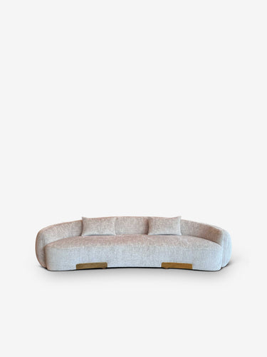 A French Atelier produced for MONC XIII Sofa with Brass Kickboard in Pierre Frey Fabric