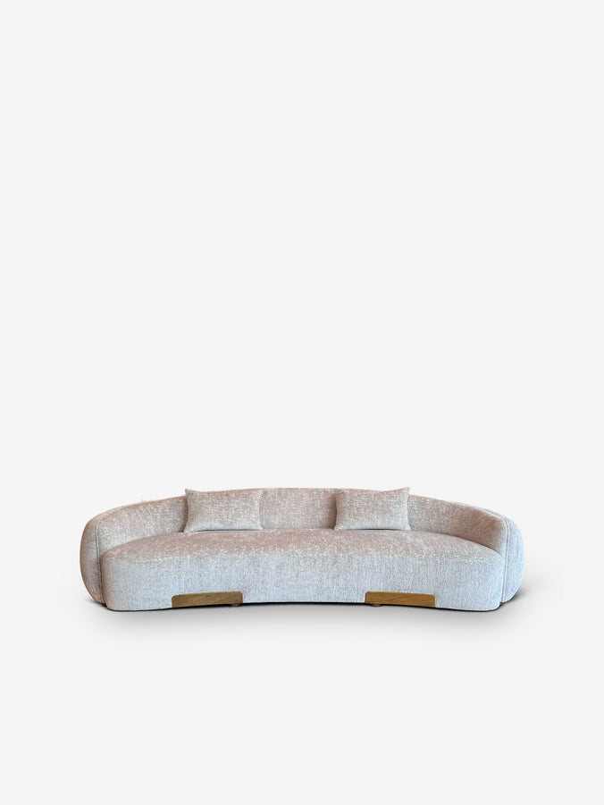 A French Atelier produced for MONC XIII Sofa with Brass Kickboard in Pierre Frey Fabric