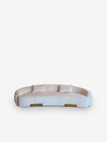 A French Atelier produced for MONC XIII Sofa with Brass Kickboard in Pierre Frey Fabric