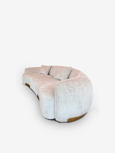 A French Atelier produced for MONC XIII Sofa with Brass Kickboard in Pierre Frey Fabric