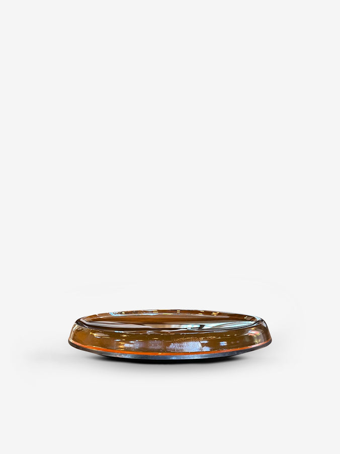 Glainne Patinated Metal Bowl with Top Casted in Glass and Resin by Michael Verheyden