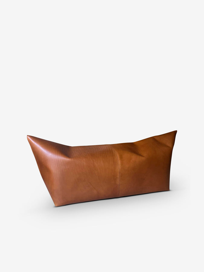 Mao Large Ottoman In Full Grain Leather Cognac Colour