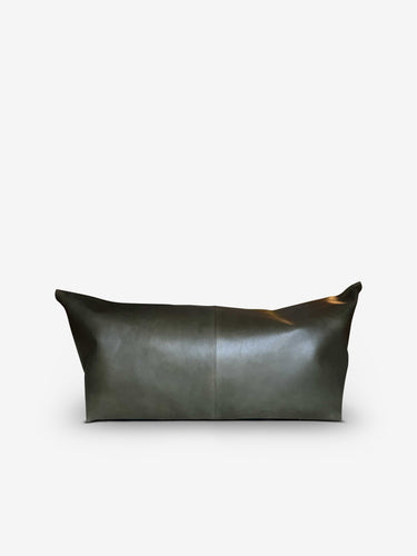 Mao Large Ottoman In Full Grain Leather Green Colour
