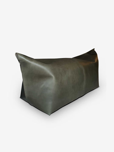 Mao Large Ottoman In Full Grain Leather Green Colour