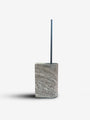 Nobble Marble Toilet Brush in Travertino Titanium by Giobagnara
