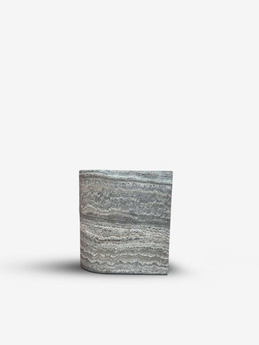 Nobble Marble Bin in Travertino Titanium by Giobagnara