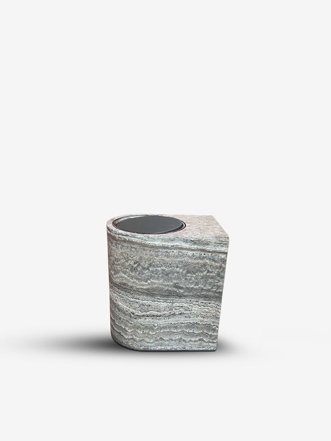 Nobble Marble Bin in Travertino Titanium by Giobagnara