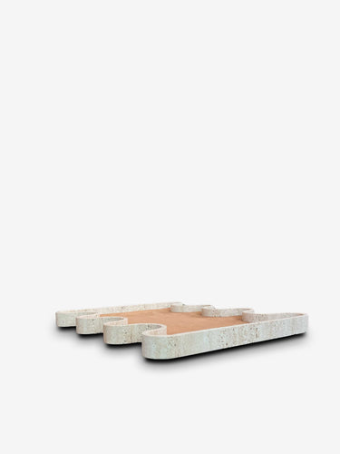 Ossicle Medium Marble Tray in Tobacco Suede Calfskin by Giobagnara