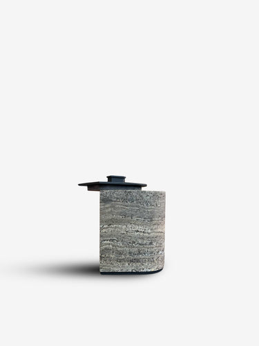 Nobble Marble Small High Box in Travertino Titanium by Giobagnara
