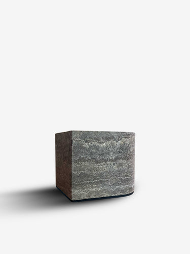 Nobble Marble Tissue Holder in Travertino Titanium by Giobagnara