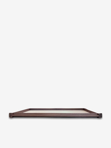 Structura Tray Large in Walnut with Ivory Deer Calfskin by Giobagnara