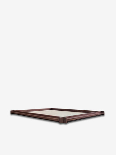 Structura Tray Large in Walnut with Ivory Deer Calfskin by Giobagnara
