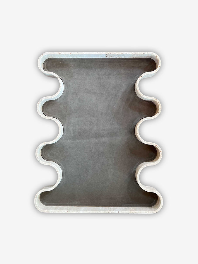 Ossicle Large Marble Tray in Sage Suede Calfskin by Giobagnara