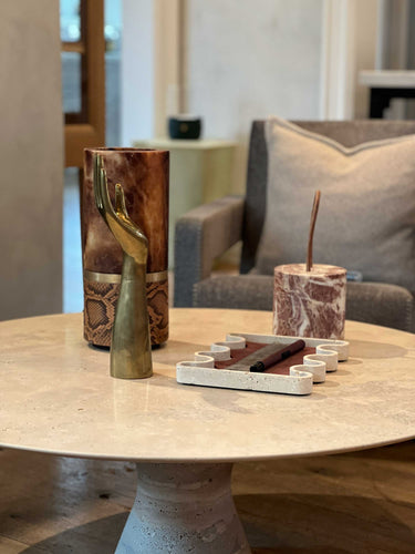 Angelo M/SR 55 Side Table in Travertine Silver in Honed Finish by Alinea