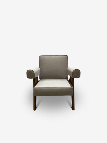 Pierre Jeanneret 1960 Capitol Complex Armchair in Panna Lipari with Teak