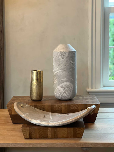 Luca Erba Nupe Fruitbowl in Breccia Alba Marble by Collection Particuliere