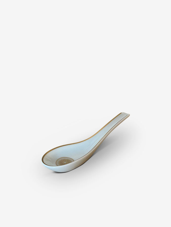 Malmasion Impèriale Porcelain Chinese Spoon in Gold Finish by Christofle