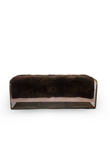 Caballito Lungo Bronze Steel Mesh in Dark Sheepskin & White Suede by Oscar Maschera
