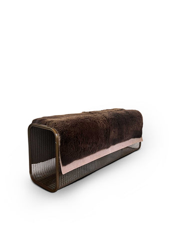 Caballito Lungo Bronze Steel Mesh in Dark Sheepskin & White Suede by Oscar Maschera