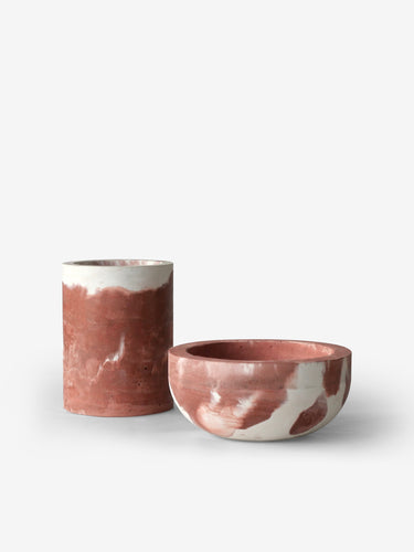 VA Beton Vase in Tie Dye Red Concrete by Michael Verheyden