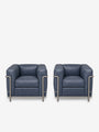 LC2 1928 Armchair with Feather Seat by Corbusier, Jeanneret and Perriand in Structure Grey Enamel with Leather for Cassina