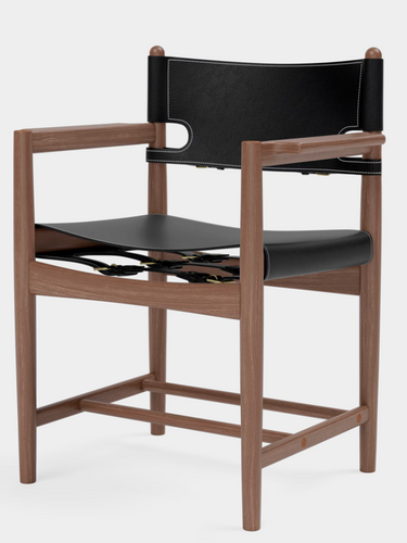 Borge Mogensen Spanish Dining ArmChair in Smoked Oak oiled and Black Leather