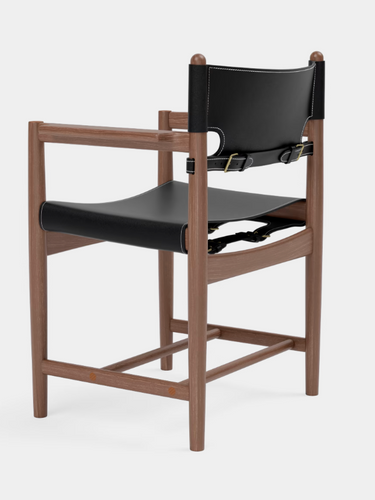 Borge Mogensen Spanish Dining ArmChair in Smoked Oak oiled and Black Leather
