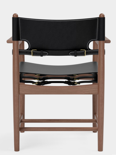 Borge Mogensen Spanish Dining ArmChair in Smoked Oak oiled and Black Leather
