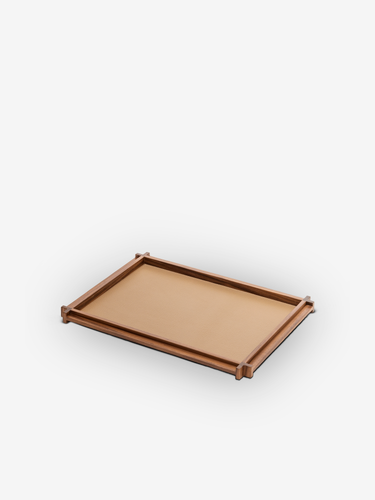 Structura Tray Medium in Walnut with Taupe Deer Calfskin by Giobagnara