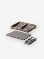 Rodi Backgammon Set in Travertine and Walnut in Calfskin Golf by Giobagnara