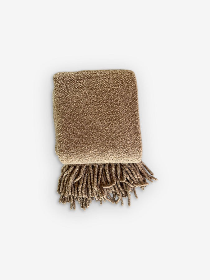 Bear Plaid Throw in Camel and Silk by Alonpi