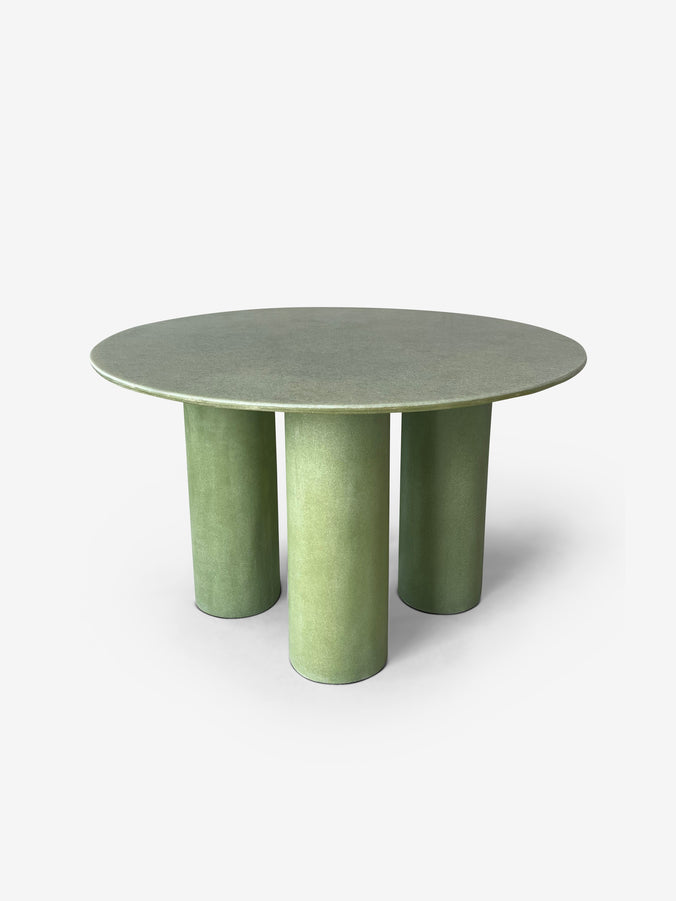 Round Column Dining Table in Raw Green by VAVA Objects