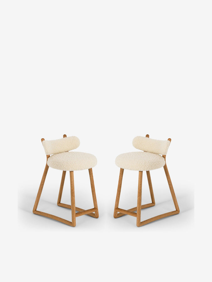 Pair Of Polus Bar Stool 005 in Opio Naturel by Pierre Augustin Rose
