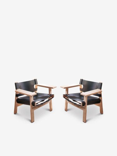 Pair Of Borge Mogensen Spanish Chair in Black Leather - MONC XIII