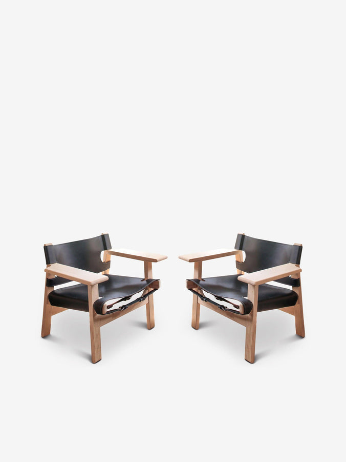 Pair Of Borge Mogensen Spanish Chair in Black Leather