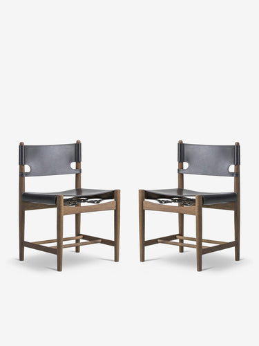 Pair Of Borge Mogensen Spanish Dining Chair in Smoked Oak Without Arm - MONC XIII