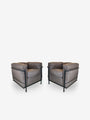 Pair Of iMaestri Le Corbusier 2 Armchair in Mocha Leather by Cassina - MONC XIII