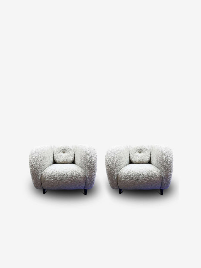 Pair of Minitore Armchairs in Louison Perle by Pierre Augustin Rose