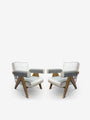 Pair Of Pierre Jeanneret 053 Capitol Complex Armchair In Osaka Cielo - MONC XIII