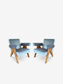 Pair Of Pierre Jeanneret 1960 Capitol Complex Armchair in Teak with Carta di Zucchero Fabric by Cassina - MONC XIII