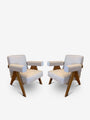 Pair Of Pierre Jeanneret 1960 Capitol Complex Armchair in Teak with Cenere Fabric by Cassina - MONC XIII