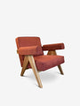 Pair Of Pierre Jeanneret 1960 Capitol Complex Armchair in Teak with Ruggine Fabric by Cassina - MONC XIII
