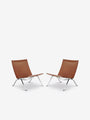 Pair Of Poul Kjaerholm PK22 Lounge Chair in Rustic Leather by Fritz Hansen - MONC XIII